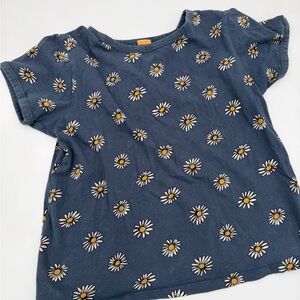 Adult xs Navy Daisy Print Tee - Casual Short Sleeve Top